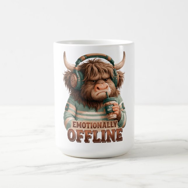 Mug Vache Highland Graphique Hors Ligne Émotionnelleme (Centre)