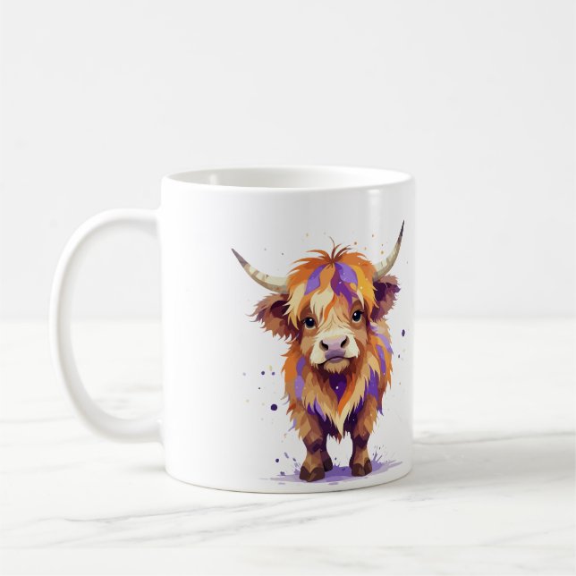 Mug Vache Highland Jouer adorable animal amusant color (Gauche)