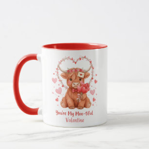 Mug Vache highlandaise mignonne de la Saint-Valentin a