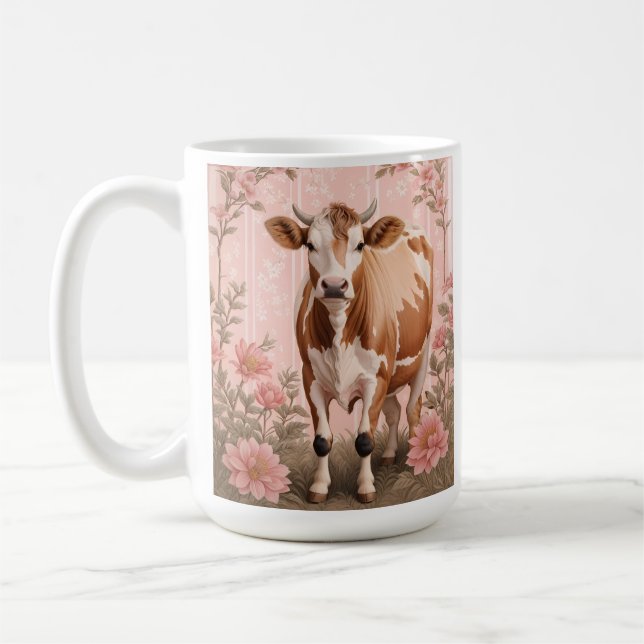 Mug Vache Jersey Adorable Fleur Rose (Gauche)