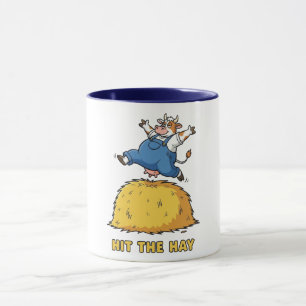 Mug Vache joueur sautant sur du foin