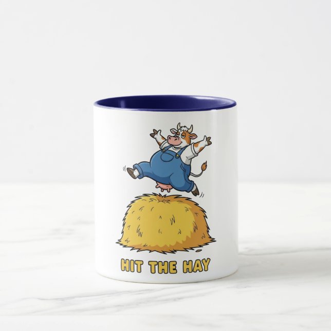 Mug Vache joueur sautant sur du foin (Centre)