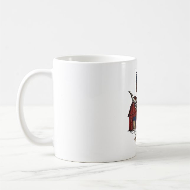 Mug Vache Longhorn Patriotique et Conception Vectoriel (Gauche)