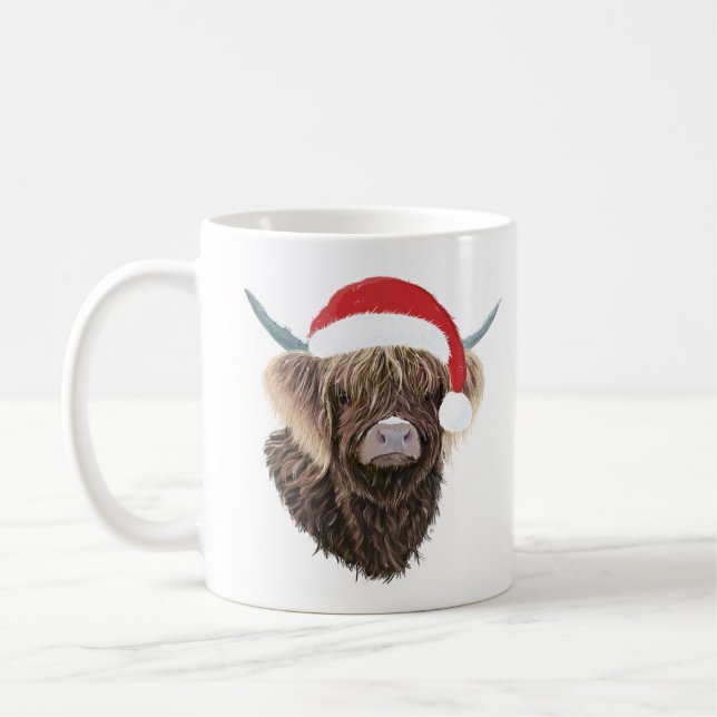 Mug Vache marrante des Highlands portant un chapeau de (Gauche)