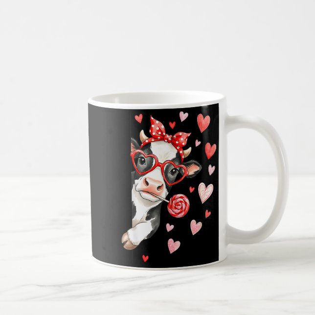 Mug Vache Mignonne Avec des Cœurs & Bonbons - Vache de (Droite)