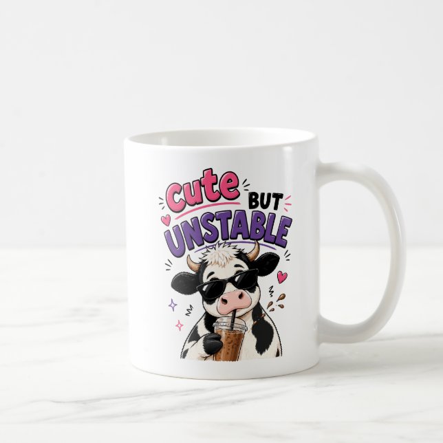 Mug Vache mignonne mais instable avec café glacé (Droite)