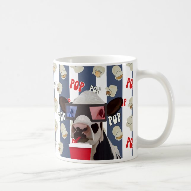 Mug Vache Motif de Popcorn rétro (Droite)