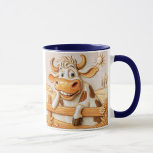 Mug vache rigolote dans un champ