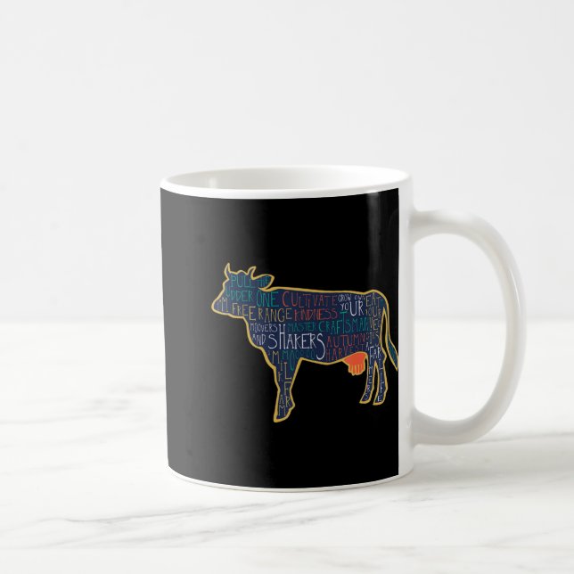Mug Vache Silhouette Tygraphie Phrases Génisse Amusant (Droite)
