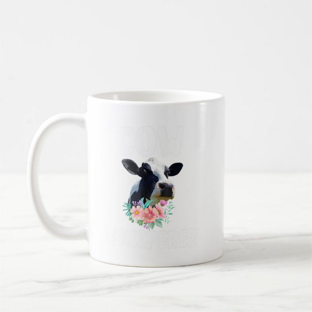 Mug Vache Whisperer Cute Cow Floral Flower Farm G (Gauche)