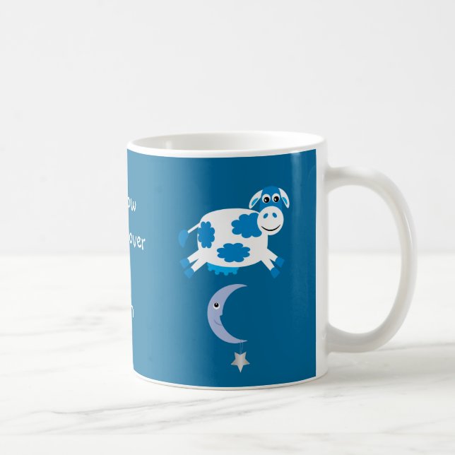 Mug Vaches bleues mignonnes sautant par-dessus la lune (Droite)
