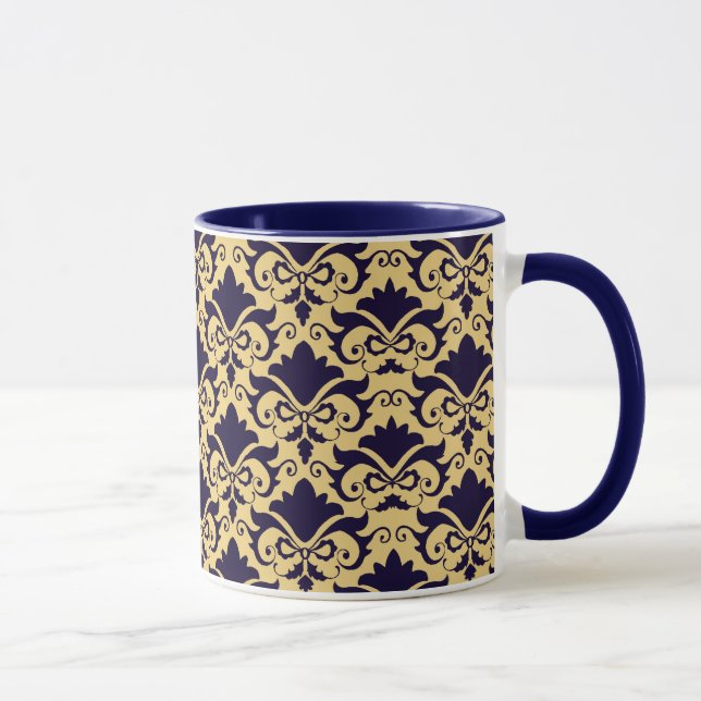 Mug Vaches Damask de la crème marine (Droite)