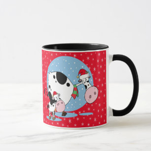 Mug Vaches de campagne avec chapeaux de Père Noël en r