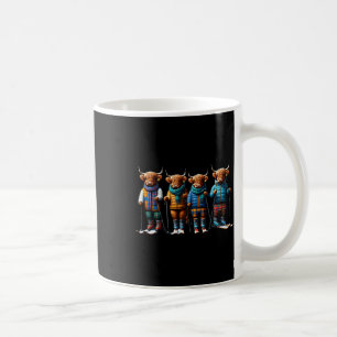 Mug Vaches d'hiver mignonnes Plaid Scarf Ski Snowshoe