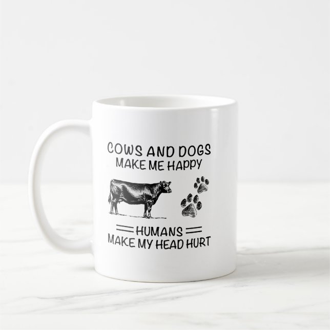 Mug Vaches et chiens me rendent heureux (Gauche)