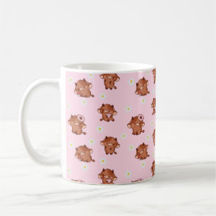 Mug Vaches Highland Kawaii Rose Motif Sans Couture