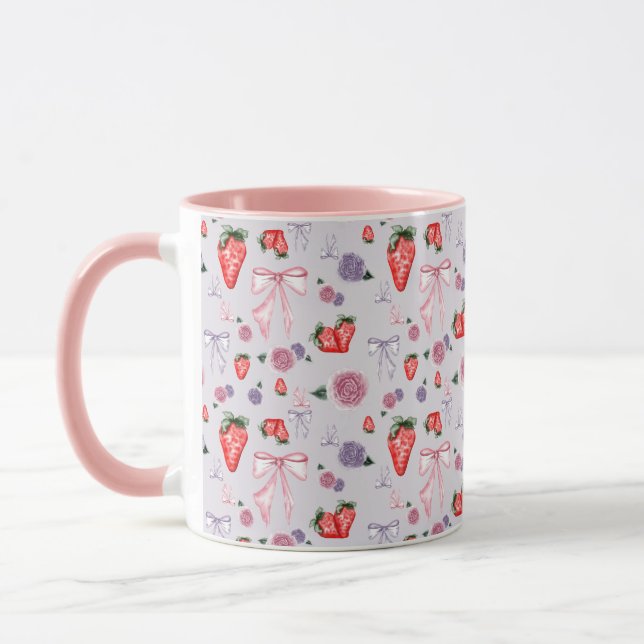 Mug Vaches, Roses et fraises Coquette Motif (Gauche)
