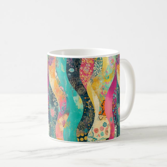 Mug Vague à fleurs multicolores (Devant droit)