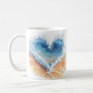 Mug Vague de cœur sur une plage