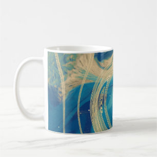 Mug Vagues abstraites colorées géométriques bleues   