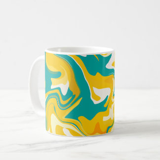 Mug Vagues Abstraites vibrantes en jaune et turquoise
