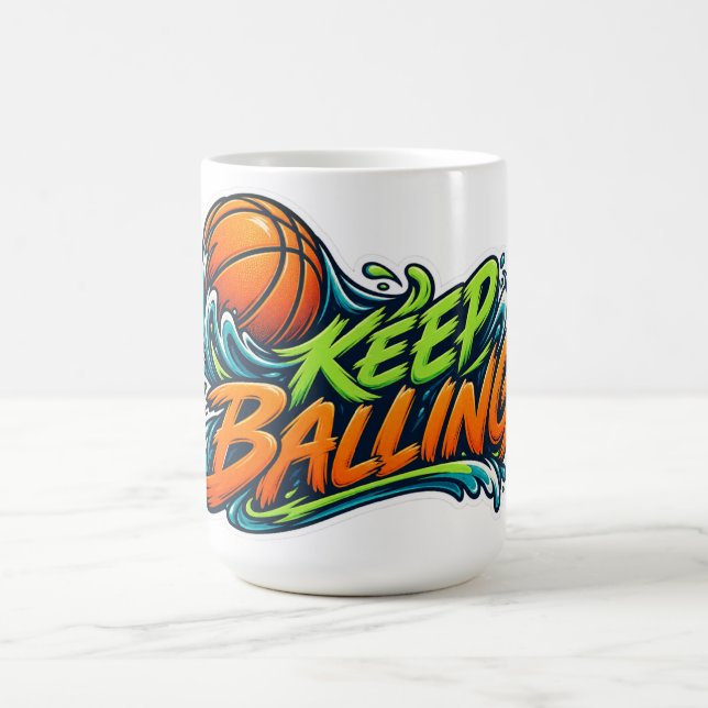 Mug Vagues de basket-ball : Continuez à jouer (Centre)