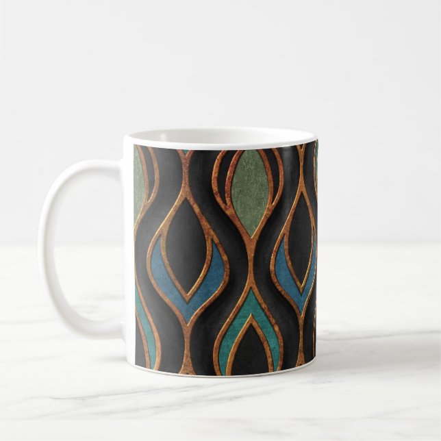 Mug Vagues de gravure : Bronze Texture de cuivre (Gauche)