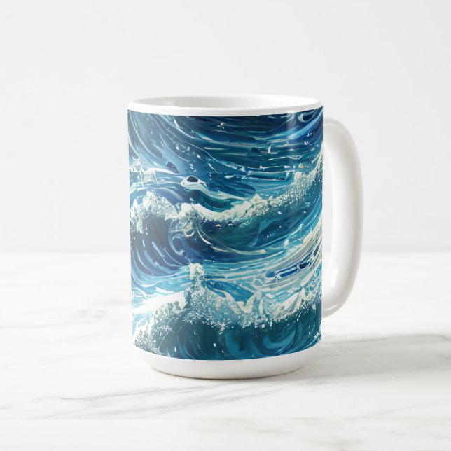 Mug Vagues de l'océan bleu (Devant droit)