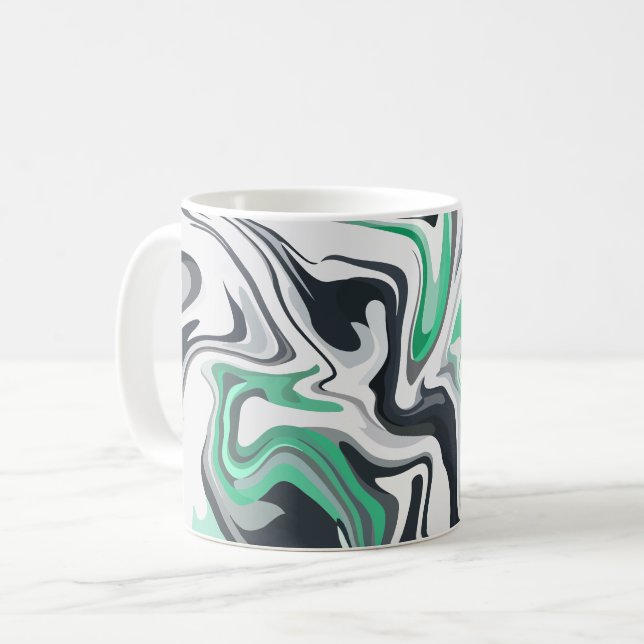 Mug Vagues d'émeraude dans l'art Abstrait des fluides (Devant gauche)