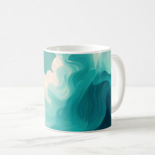 Mug Vagues fluides sarcelle et blanc