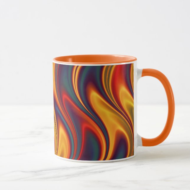 Mug Vagues jaunes rouges ardentes de bleu (Droite)