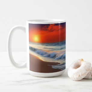 Mug Vagues océaniques et coucher de soleil sur douche
