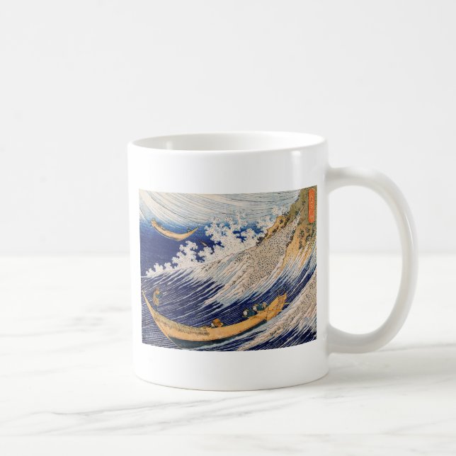 Mug Vagues océaniques Hokusai Bateaux en mer (Droite)