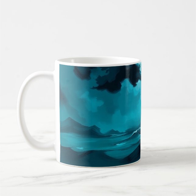 Mug Vagues Océaniques Maussades Sous un Ciel Orageux – (Gauche)