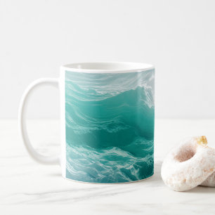 Mug Vagues océaniques sarcelle abstraites