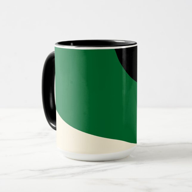 Mug Vagues simples - vert, crème et noir (Devant gauche)