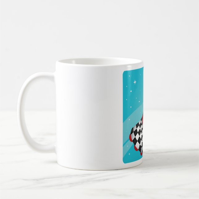 Mug Vaisseau Fusée Rouge Rétro dans l'Espace Galactiqu (Gauche)