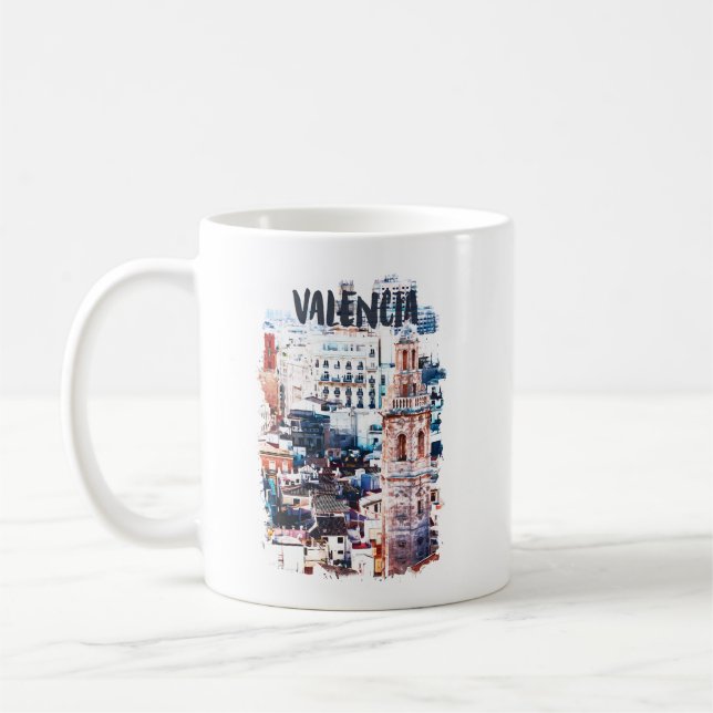 Mug Valencia Espagne Architecture Aquarelle Ville (Gauche)