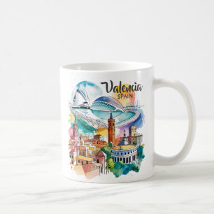Mug Valencia Espagne Paysage Urbain Aquarelle Voyage S