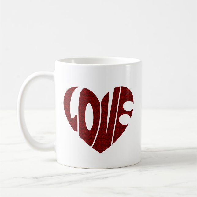 Mug Valentine Coeur design, Retro Love design (Gauche)