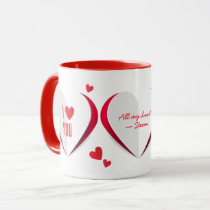 Mug Valentine Coeurs en papier mignon Boug personnalis