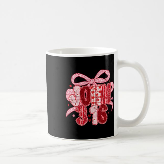 Mug Valentine Coquette Arc Dentelle Aimé John 3 16 Ros (Droite)