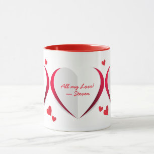 Mug Valentine Cute Paper Hearts Personnalisé