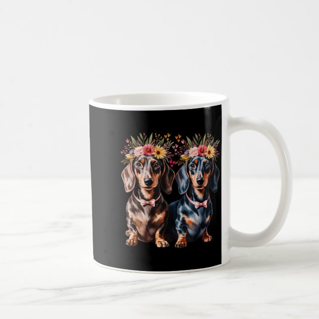 Mug Valentine Dachshund Matching Couple Love Floral Do (Droite)