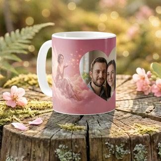 Mug Valentine Fairy on Pink Clouds Fantasy Art Photo