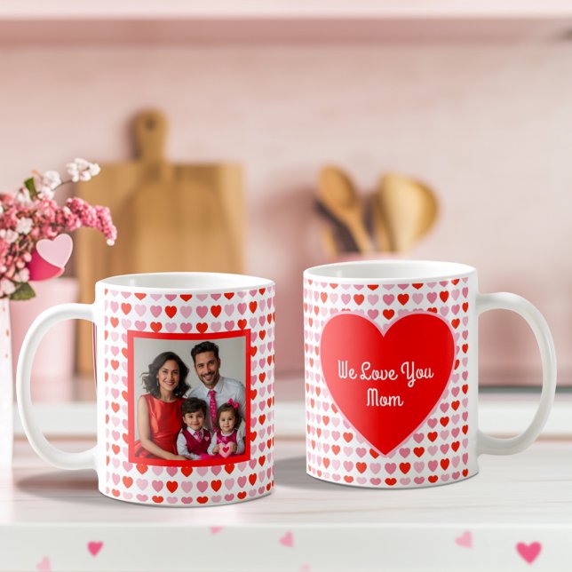 Mug Valentine Heart Love Motif Photo et texte personna (Créateur téléchargé)