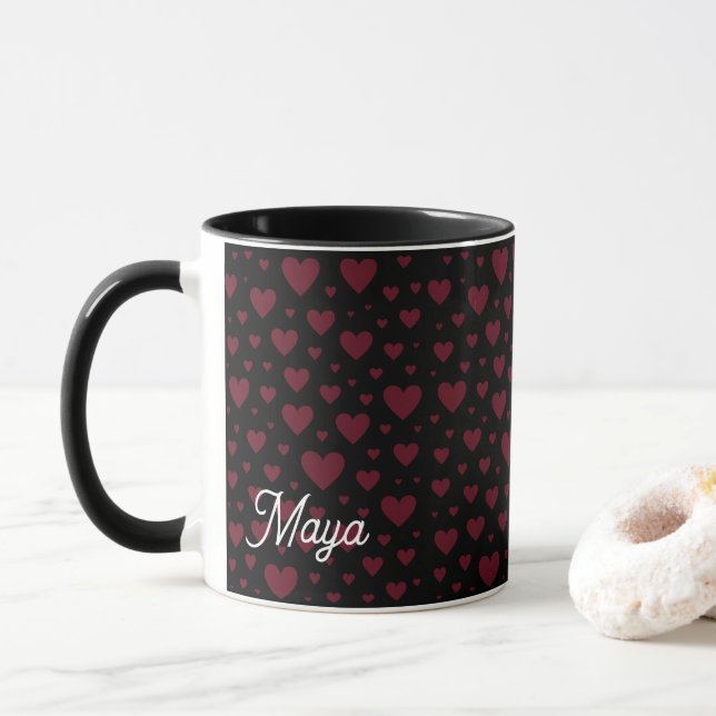 Mug Valentine Heart Pattern (Avec donut)