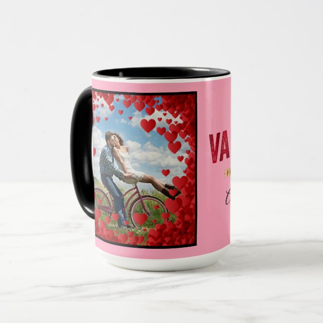 Mug Valentine Heart Personnaliser Cadeau MODÈLE PHOTO (Devant gauche)