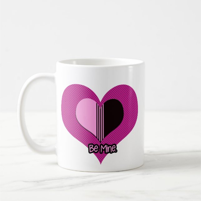 Mug Valentine Heart Pink and Black Be Mine (Gauche)