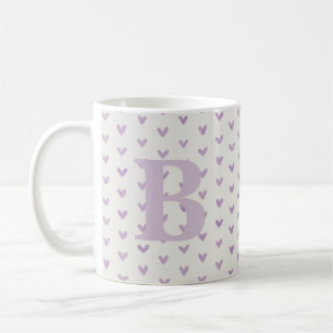 Mug Valentine Love Hearts Purple Monogramme
